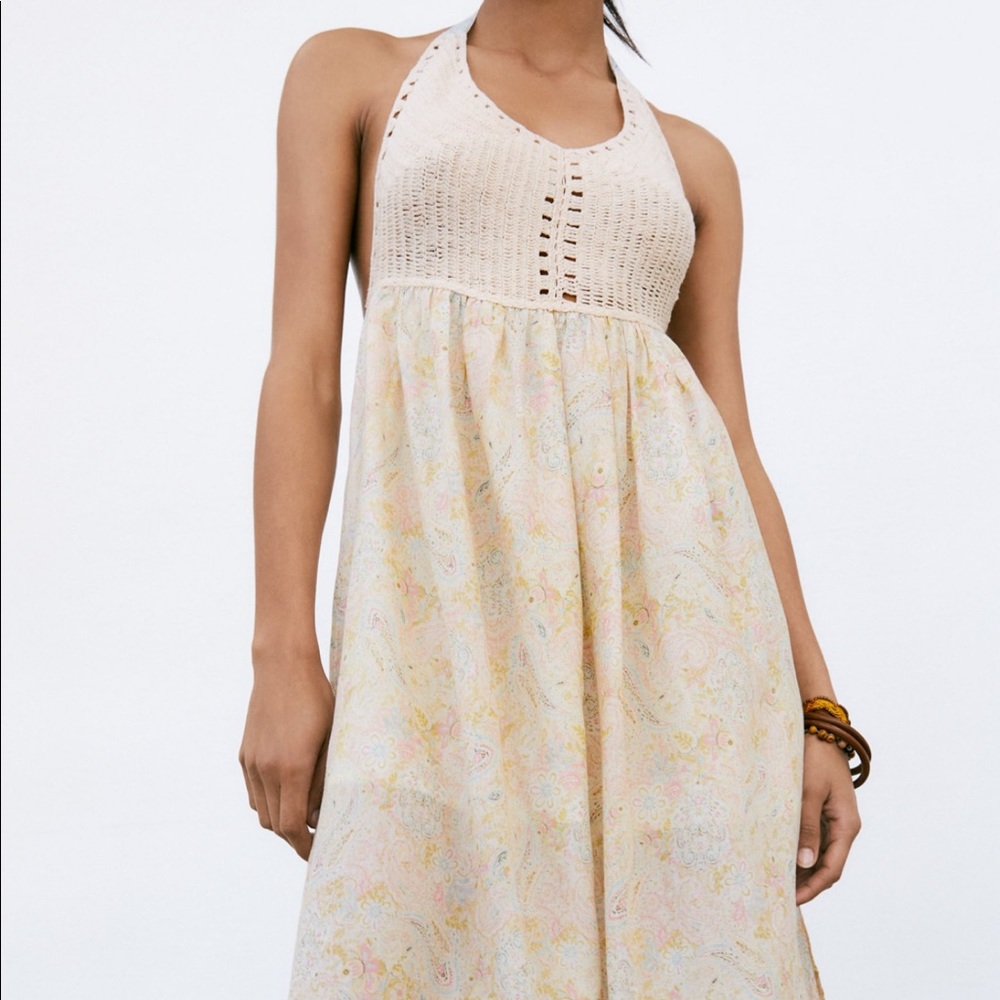NWT ZARA COMBINATION CROCHET DRESS - Picture 3 of 10